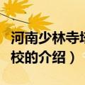 河南少林寺塔沟武校（关于河南少林寺塔沟武校的介绍）