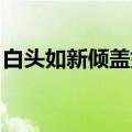 白头如新倾盖如故出处（白头如新 倾盖如故）
