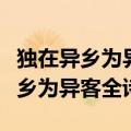 独在异乡为异客全诗文是几年级的诗（独在异乡为异客全诗）