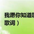 我愿你知道歌词表达了什么情感（我愿你知道歌词）