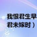 我恨君生早君生我未生（君生我未生 恨不逢君未嫁时）