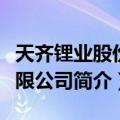 天齐锂业股份有限公司（关于天齐锂业股份有限公司简介）