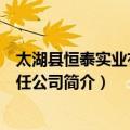 太湖县恒泰实业有限责任公司（关于太湖县恒泰实业有限责任公司简介）