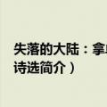 失落的大陆：拿单·扎赫诗选（关于失落的大陆：拿单·扎赫诗选简介）