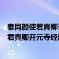 奉同颜使君真卿开元寺经藏院会观树文殊碑（关于奉同颜使君真卿开元寺经藏院会观树文殊碑简介）