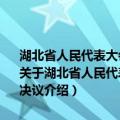 湖北省人民代表大会常务委员会关于批准1998年省级财政决算的决议（关于湖北省人民代表大会常务委员会关于批准1998年省级财政决算的决议介绍）