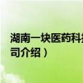 湖南一块医药科技有限公司（关于湖南一块医药科技有限公司介绍）