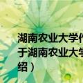 湖南农业大学作物多熟制种植模式与农艺技术创新平台（关于湖南农业大学作物多熟制种植模式与农艺技术创新平台介绍）