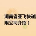 湖南省亚飞快递服务有限公司（关于湖南省亚飞快递服务有限公司介绍）