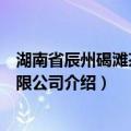 湖南省辰州碣滩茶业有限公司（关于湖南省辰州碣滩茶业有限公司介绍）