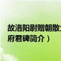 故洛阳尉赠朝散大夫马府君碑（关于故洛阳尉赠朝散大夫马府君碑简介）