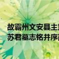 故霸州文安县主簿苏君墓志铭并序（关于故霸州文安县主簿苏君墓志铭并序简介）