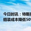 今日时讯：特斯拉年生产目标400万辆45秒一辆 下一代汽车组装成本降低50%火箭也可实现电气化