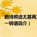 数诗煎迫太甚再为花下一转语（关于数诗煎迫太甚再为花下一转语简介）