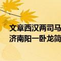 文章西汉两司马 经济南阳一卧龙（关于文章西汉两司马 经济南阳一卧龙简介）