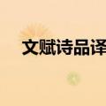 文赋诗品译注（关于文赋诗品译注简介）