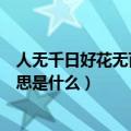 人无千日好花无百日红的意思（人无千日好花无百日红的意思是什么）