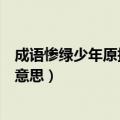 成语惨绿少年原指穿绿衣服的少年现在通常指（惨绿少年的意思）