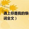 遇上你是我的缘央金兰泽歌词（遇上你是我的缘央金兰泽歌词全文）