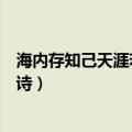 海内存知己天涯若比邻全诗（诗句海内存知己天涯若比邻全诗）