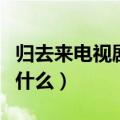 归去来电视剧剧情介绍（归去来电视剧主要讲什么）
