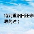 待到重阳日还来就菊花的意思（待到重阳日还来就菊花的意思简述）