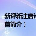 新评新注唐诗三百首（关于新评新注唐诗三百首简介）