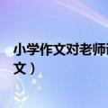 小学作文对老师说的话（最新我想对老师说的话小学作文范文）