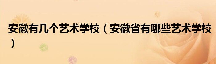 安徽有几个艺术学校（安徽省有哪些艺术学校）