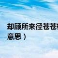却顾所来径苍苍横翠微类似的句子（却顾所来径苍苍横翠微意思）