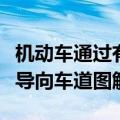 机动车通过有灯控路口时（不按行进方向驶入导向车道图解）