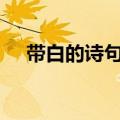 带白的诗句飞花令500首（带白的诗句）
