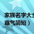 家族名字大全霸气简短一个字（家族名字大全霸气简短）