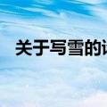 关于写雪的诗句100首（关于写雪的诗句）