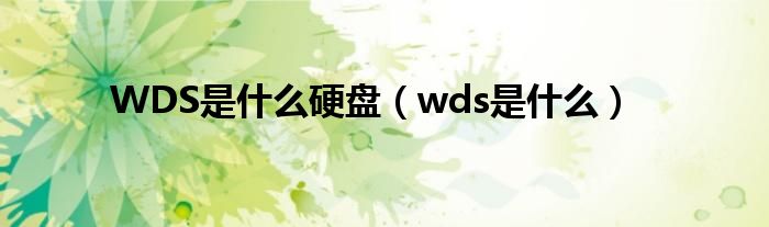 WDS是什么硬盘（wds是什么）