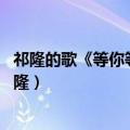 祁隆的歌《等你等了那么久》歌词（等你等了那么久歌词 祁隆）