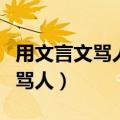 用文言文骂人不带脏字带翻译霸气（用文言文骂人）