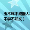 玉不琢不成器人不学不知义揭示了教育的（玉不琢不成器人不学不知义）