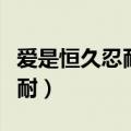爱是恒久忍耐又有恩慈圣经原文（爱是恒久忍耐）