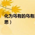 化为乌有的乌有是什么意思是什么（化为乌有的乌是什么意思）