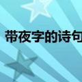 带夜字的诗句飞花令100句（带夜字的诗句）