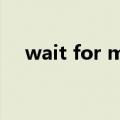 wait for me什么意思（wait什么意思）