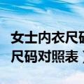 女士内衣尺码对照表根据身高体重（女士内衣尺码对照表）