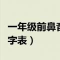 一年级前鼻音和后鼻音字表（前鼻音和后鼻音字表）