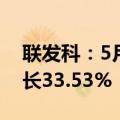 联发科：5月营收421.5亿元新台币，同比增长33.53%