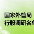 国家外管局（外储）、国家外汇储备司现身银行股调研名单