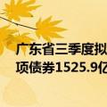 广东省三季度拟发行地方政府债券1717.3亿元 其中新增专项债券1525.9亿元