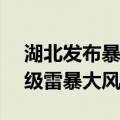 湖北发布暴雨橙色预警 部分地区伴有8到11级雷暴大风