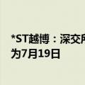 *ST越博：深交所决定终止公司股票上市 预计最后交易日期为7月19日