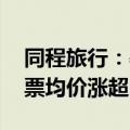 同程旅行：暑运迎首波出行高峰 热门线路机票均价涨超20%